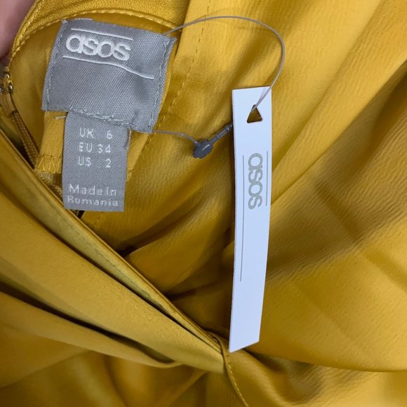 NWT ASOS DESIGN MINI DRESS IN SATIN WITH ASYMMETRIC KIMONO SLEEVE - Picture 7 of 7